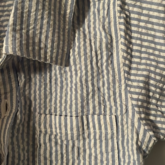 Boy’s blue and white striped button-up shirt, 100% Organic Cottton - Picture 5 of 5